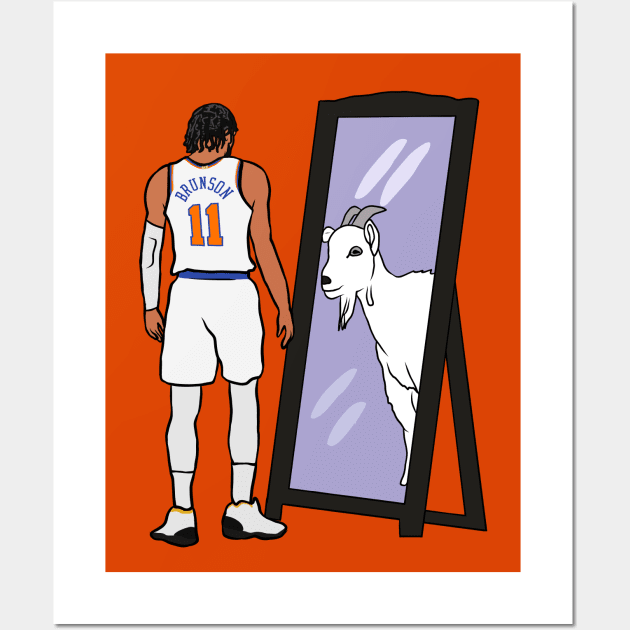 Jalen Brunson Mirror GOAT Wall Art by rattraptees